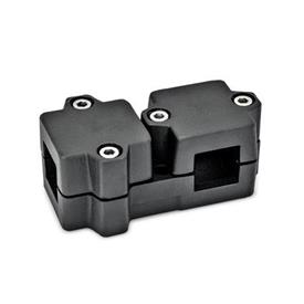 GN 194 Abrazaderas de conexión en ángulo, aluminio d<sub>1</sub> / s<sub>1</sub>: V - Cuadrado<br />d<sub>2</sub> / s<sub>2</sub>: V - Cuadrado<br />Acabado: SW - negro, RAL 9005, acabado texturado