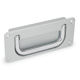 GN 425.8 Folding Handles with Recessed Tray Material handle: CR - Steel, chrome-plated<br />Finish tray: SR - Silver, RAL 9006, textured finish