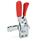 GN 810.4 Toggle Clamps, Steel, Operating Lever Vertical, with Lock Mechanism, with Vertical Mounting Base Type: BL - Forked clamping arm, with two flanged washers