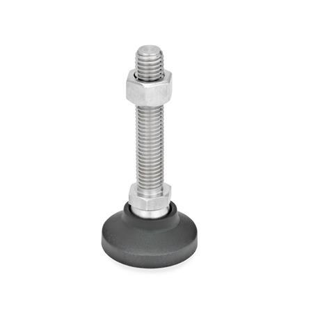 GN 343.8 Leveling Feet, Foot Plastic, Threaded Stud Stainless Steel Type: A - Without rubber pad
