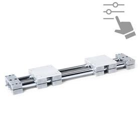 GN 4940 Double Tube Linear Actuators, Steel / Stainless Steel, with Two Opposing Double Sliders, Configurable 