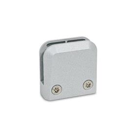GN 939 Panel Support Clamps, Zinc Die Casting, for Glass and Plastic Panels Type: F - Surface clamp<br />Finish: SR - Silver, RAL 9006, textured finish