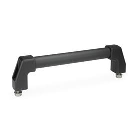 GN 667 Poignées étriers, tube en aluminium/inox, montage par le côté opérateur Finition: SW - noir, RAL 9005, finition texturée