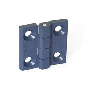 GN 237.1 Scharniere, detektierbar, FDA-konformer Kunststoff Form: A - 2x2 Bohrungen für Senkschrauben<br />Werkstoff / Oberfläche: MDB - metalldetektierbar