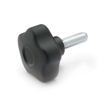 Volantini di serraggio a stella Softline con perno filettato GN 5337.6: Plastica, perno filettato acciaio, Softline