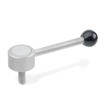 GN 125.5 Flat Adjustable Tension Levers, Stainless Steel, with Threaded Stud Type: D - Straight lever