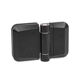 GN 938 Bisagras, Zamac, para paneles (paneles de puerta) Material: ZD - Zamac<br />Acabado: SW - negro, RAL 9005, acabado texturado