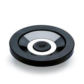 GN 520.1 Disk Handwheels, Plastic, Bushing Steel Bore code: K - With keyway DIN 6885-1 P9<br />Type: A - Without handle