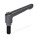 GN 306 Adjustable Hand Levers, Zinc Die Casting, Insert Steel, with External Thread, with Special Tipped Type: KU - Plastic pivot
Color: B - Black, RAL 9005, textured finish