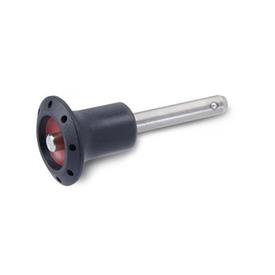 GN 113.6 Stainless Steel Ball Lock Pins with Plastic Knob, Pin AISI 630 
