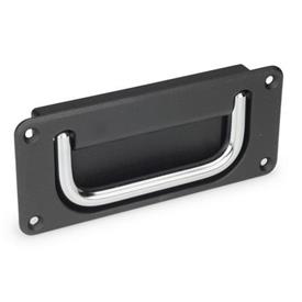 GN 425.8 Folding Handles with Recessed Tray Material handle: CR - Steel, chrome-plated<br />Finish tray: SW - Black, RAL 9005, textured finish