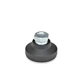 GN 343.3 Leveling Feet, Foot Plastic, Internal Thread Steel Type: G - With rubber pad