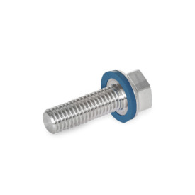 GN 1581 Viti, acciaio INOX, testa a profilo basso, Hygienic Design Finitura: MT - finitura matte (Ra < 0,8 µm)<br />Materiale (anello di tenuta): F - FKM