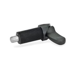 GN 672 Cam Action Indexing Plungers, with Plastic Guide Material: NI - Stainless steel<br />Type: A - Without lock nut