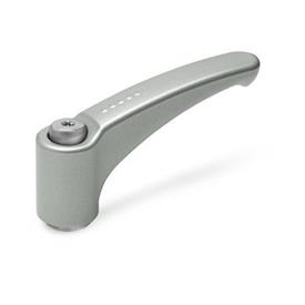 GN 602.1 Adjustable Hand Levers, Zinc Die Casting, Bushing Stainless Steel Color: SR - Silver, RAL 9006, textured finish