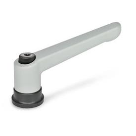 GN 300.4 Adjustable Hand Levers, Zinc Die Casting, Insert Steel, with Internal Thread, with Increased Clamping Force Color: SR - Silver, RAL 9006, textured finish