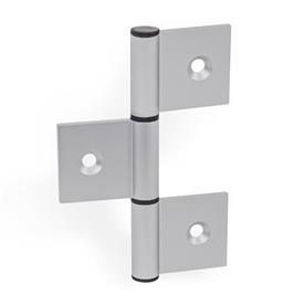 GN 2295 Hinges, for Aluminum Profiles / Panel Elements, Three-Part Type: I - Interior hinge leafs<br />Coding: C - With countersunk holes<br />l<sub>2</sub>: 125