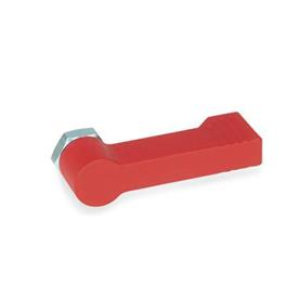 GN 702 Stop Locks with 4 Indexing Positions, Zinc Die Casting Type: B - With internal thread<br />Color: RS - Red, RAL 3000, textured finish