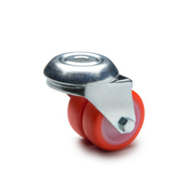 GN 22880 Light Duty Casters, Wheel Tread Polyurethane, Wheel Core Polyamide, Double Wheel Version Bearing type: G - Friction bearing<br />Type (bracket): R - Swivel bracket with center hole<br />Coding: D - Double wheel version<br />Material (bracket): ST - Steel sheet metal