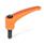 GN 604 Verstellbare Klemmhebel, Kunststoff, Einsatz Stahl, mit Außengewinde Farbe: OR - orange, RAL 2004, matt