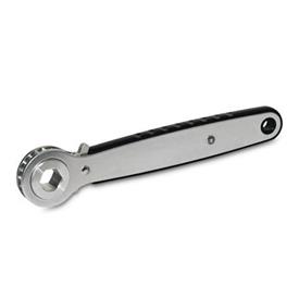 GN 318 Stainless Steel Ratchet Spanners with Through Hole / Blind Hole Type: A - Ratchet insert with through hole<br />Insert: SK