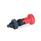 GN 617.2 Rastbolzen, Führung Kunststoff, Raststift Stahl, mit rotem Knopf Form: CK - mit Rastsperre, mit Kontermutter
Werkstoff: ST - Stahl