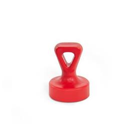 GN 53.3 Magnets, Disk-Shaped, with Handle, with Plastic Housing Type: B - With eyelet<br />Color: RT - Red, RAL 3031