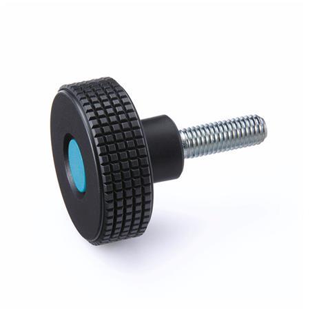 GN 534 Knurled Screws, Plastic, Cover Cap Colored Color cover cap: DBL - Blue, RAL 5024, matte finish