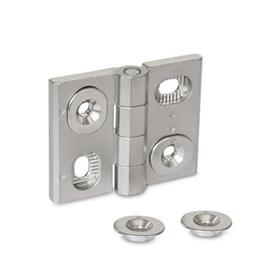GN 127 Bisagras, ajustable, acero inoxidable Werkstoff: A4 - Acero inoxidable<br />Form: HB - ajustable vertical y horizontalmente