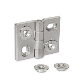 GN 127 Hinges, Stainless Steel, Adjustable Material: A4 - Stainless steel<br />Type: HB - Vertically and horizontally adjustable