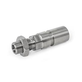 GN 817.7 Indexing Plungers, Stainless Steel, Pneumatically Operated Type: A - Pneumatically single-acting, retract by spring force<br />Coding: OP - Without position query