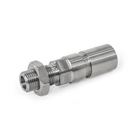 GN 817.7 Posicionadores de muelle de acero inoxidable, accionamiento neumático Tipo: A - Neumática acción simple, retraído por fuerza de muelle<br />Código: OP - Sin consulta de posición