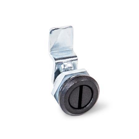 GN 115.1 Cierres, tipo pequeño, anillo de apoyo negro, con y sin cerradura Tipo: SCH - Accionamiento con ranura
Acabado (anillo de apoyo): SW - negro, RAL 9005, acabado texturado