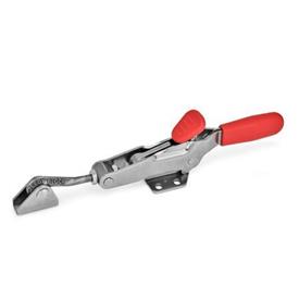 GN 850.2 Stainless Steel Latch Type Toggle Clamps with Safety Hook, for Pulling Action Type: TU - With draw axle, with catch, with J-hook latch bolt<br />Material: NI - Stainless steel