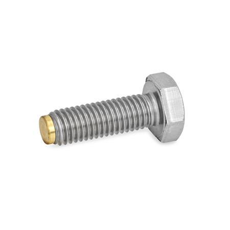 Tornillos de cabeza hexagonal de acero inoxidable GN 933.5: con vástago esférico / de latón / plástico