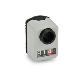 GN 955 Position Indicators, 3 Digits, Digital Indication, Mechanical Counter, Hollow Shaft Steel Installation (Front view): FR - In the front, below<br />Color: GR - Gray, RAL 7035