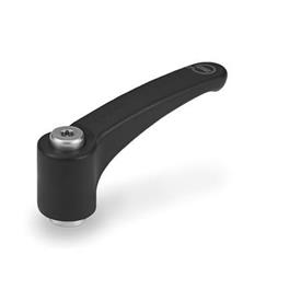 GN 604.1 Adjustable Hand Levers, Antibacterial Plastic, Bushing Stainless Steel Finish: SGA - Black-gray, RAL 7021, matte finish