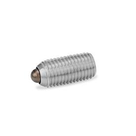GN 615.4 Spring Plungers, Steel / Stainless Steel, with Bolt, with Internal Hex Type: BN - Stainless steel, standard spring load