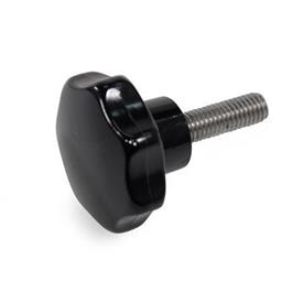 GN 6336.5 Star Knobs, Plastic, Threaded Stud Stainless Steel Material: SK - Plastic, Phenolic resin (PF)