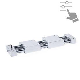 GN 6942 Precision Double Tube Linear Actuators, Steel / Stainless Steel, with Two Opposing Double Sliders and Recirculating Ball Screw, Configurable 