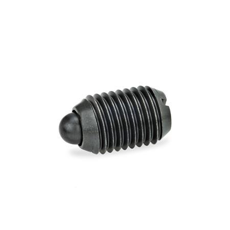 GN 615.1 Spring Plungers with Bolt, with Slot, Steel / Stainless Steel Type: B - Steel, standard spring load