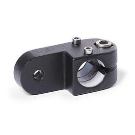 GN 273.1 Swivel Clamp Linear Actuator Connectors, Aluminum d1: G - with slide insert<br />Finish: SW - Black, RAL 9005, textured finish