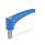 GN 604.1 Adjustable Hand Levers, Plastic, Detectable, FDA Compliant, Insert Stainless Steel, with External Thread Material / Finish: VDB - Visually detectable, blue, RAL 5005, matte finish