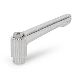 GN 300.6 Adjustable Hand Levers, Stainless Steel, Polished, with Bushing Type: IS - With internal hexalobular