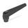 GN 101 Adjustable Hand Levers, Zinc Die Casting, Insert Steel Blackened, with Internal Thread Color: SW - Black, RAL 9005, textured finish