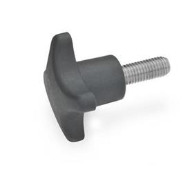 GN 6335.5 Volantini di serraggio a croce, tecnopolimero / Duroplasto, con perno filettato, acciaio INOX Materiale: ST - Tecnopolimero (poliammide PA)