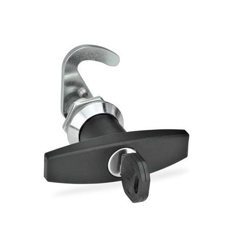 GN 115.8 Hook-Type Latches, with Operating Elements / Operation with Key, Lockable Type: SCT - With T-handle (same lock)
Identification no.: 1 - Without latch bracket
Finish locating ring: CR - Chrome plated