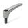 GN 602 Adjustable Hand Levers, Zinc Die Casting, Insert Steel, with External Thread Color: SR - Silver, RAL 9006, textured finish