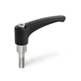 GN 911.9 Adjustable Hand Levers for Plastic Clamp Connectors Color: SG - Black-gray, RAL 7021, matte finish