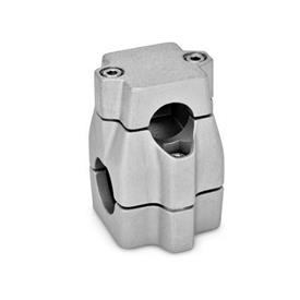 GN 135 Two-Way Connector Clamps, Multi Part Assembly, Unequal Bore Dimensions Finish: BL - Plain finish, Blasted, matt
